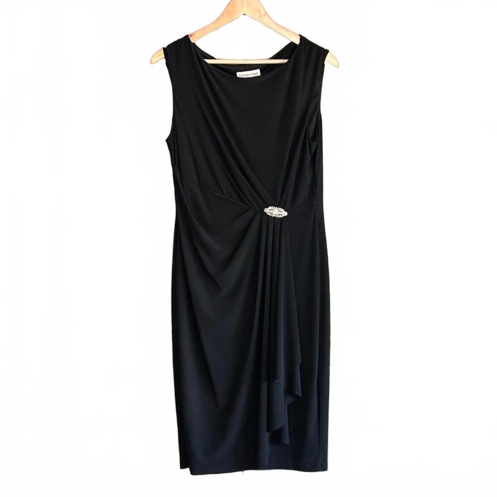 Coldwater Creek Women's Black Midi Dress Size S Bodycon
